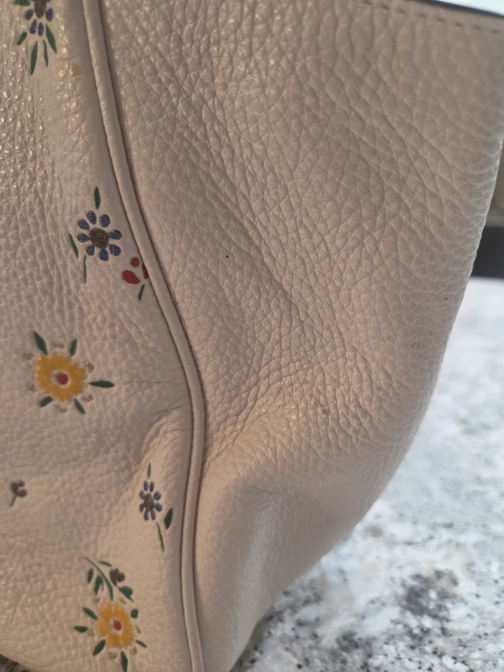 Coach Floral Print Cream Leather Shoulder Bag - Picture 7 of 16
